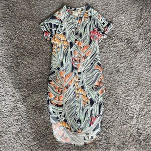 Mara Hoffman floral herbarium button down shirt dress size XS